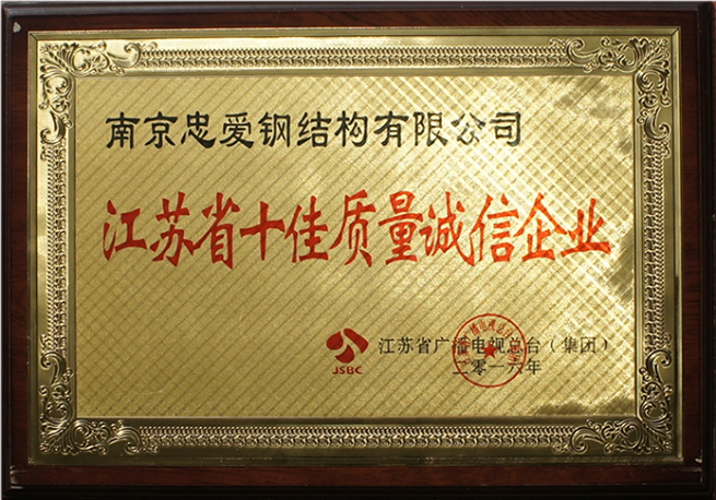 江苏省十佳质量诚信企业